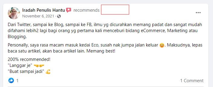 contoh review dari customer lama